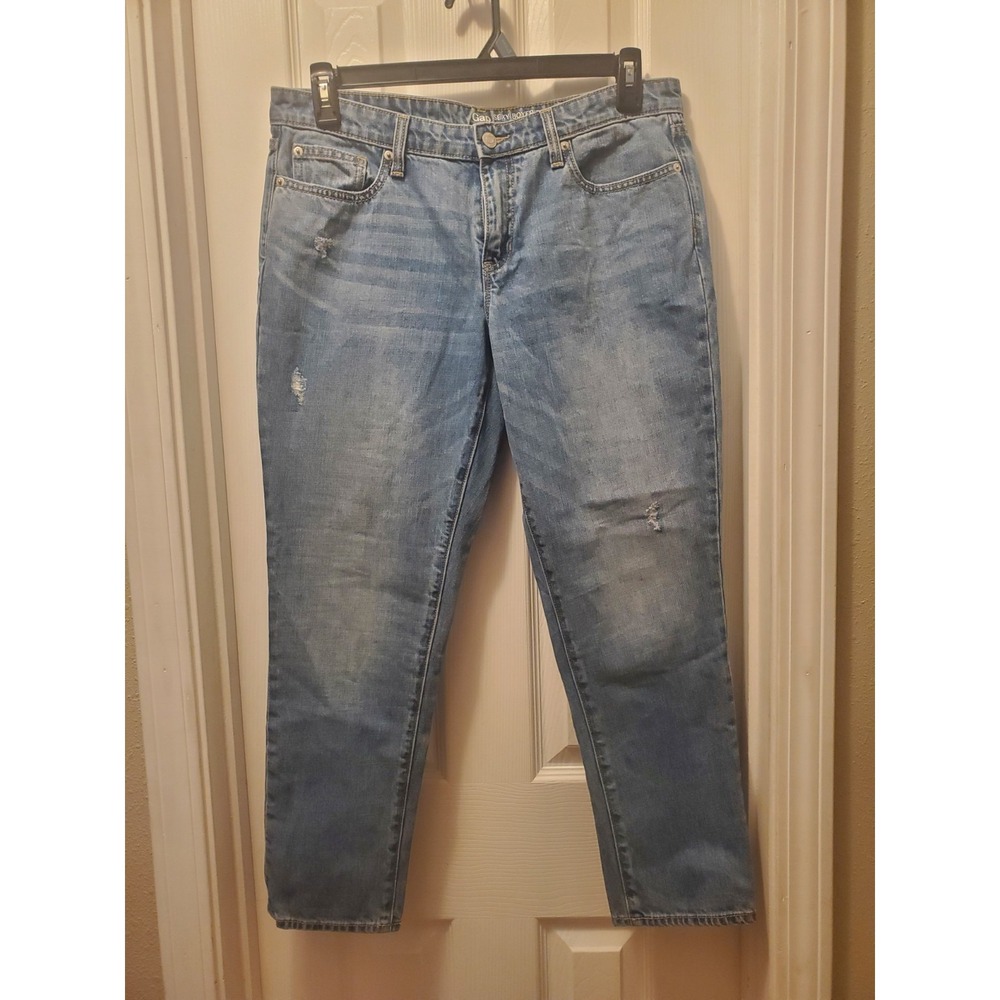GAP sexy boyfriend fit jean sz 8 crop ankle distres medium wash loose 27" inseam